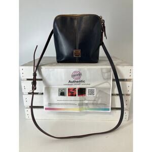 DOONEY & BOURKE, SMALL NAVY SMOOTH LEATHER CROSSBODY BAG